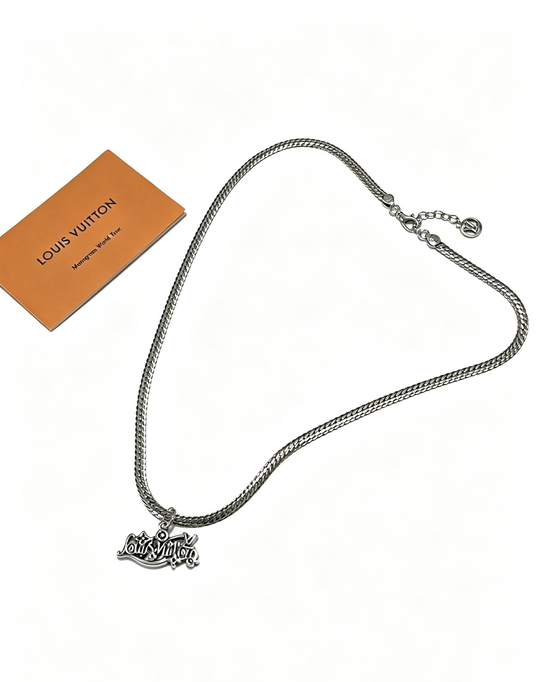 Louis Vuitton Silver Chain with Logo Pendant